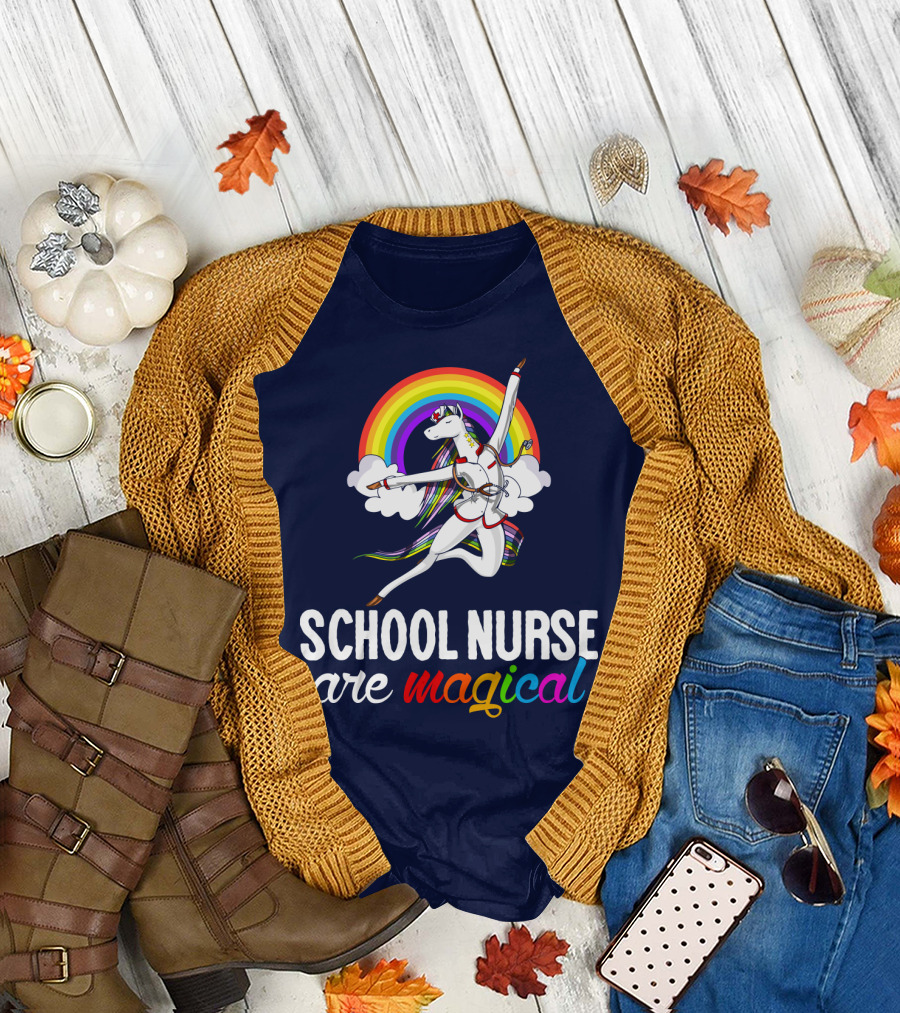 School Nurse Are Magical Unicorn Rainbow T-Shirt