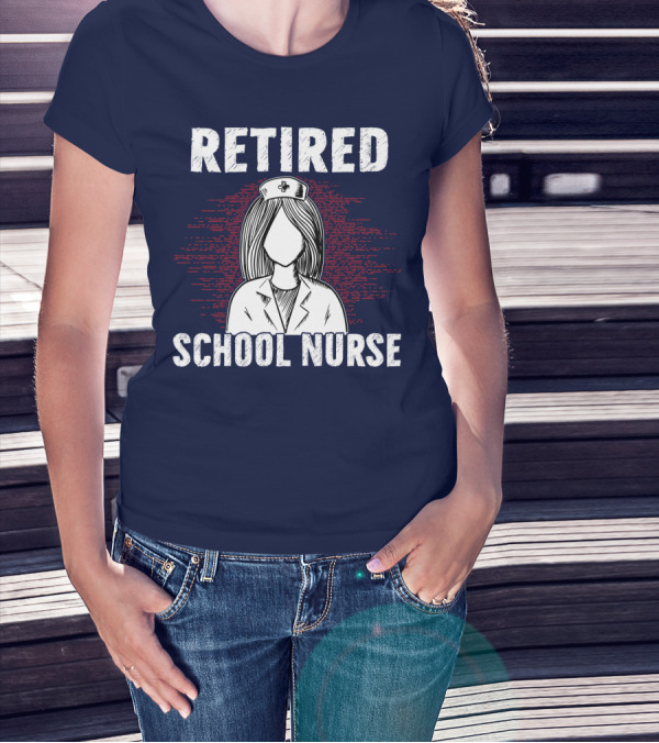 Retired School Nurse Vintage Nurse Figure With Hat T-Shirt
