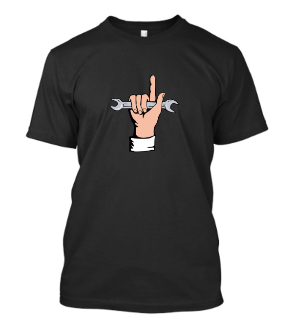 Hand Holding Spanner With Pointing Finger Up Image T-Shirt