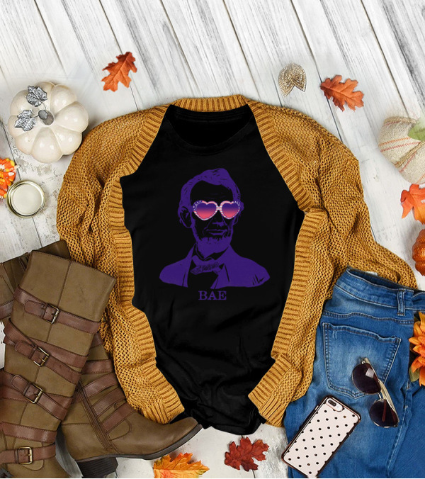 Bae Lincoln Heart Sunglasses Patriotic T-Shirt