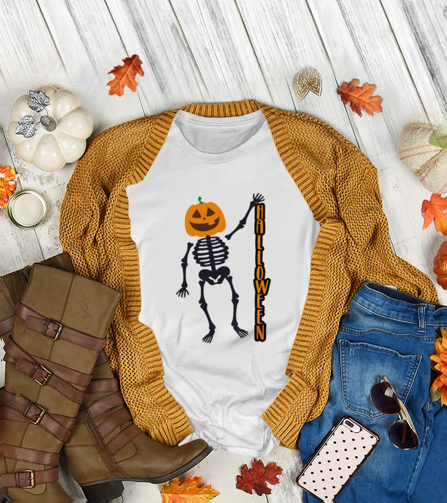 HAPPY HALLOWEEN PUMPKIN SCARLET SKELETON T-Shirt