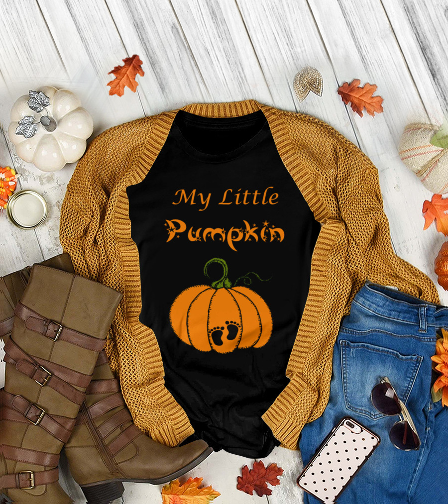 My Little Pumpkin Footprints Halloween T-Shirt