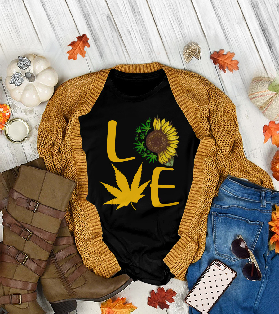 Love Sun Flower Weed Leaf T-Shirt