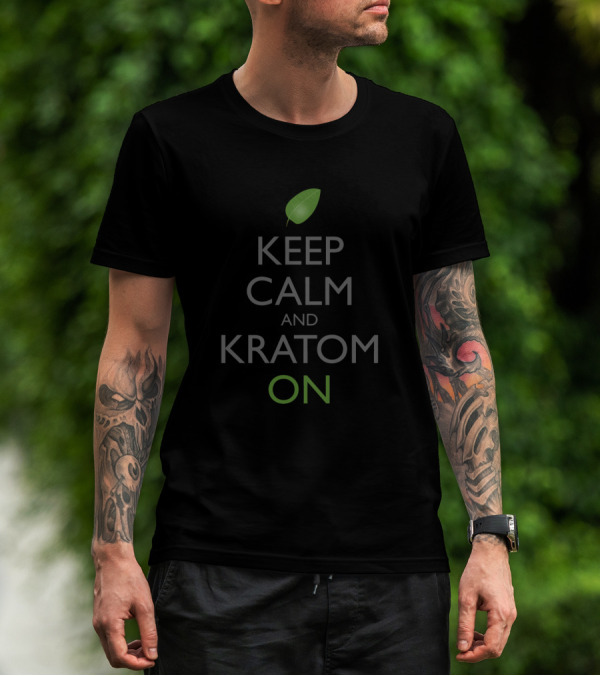 Keep Calm And Kratom On Leaf Design With Relaxation T-Shirt