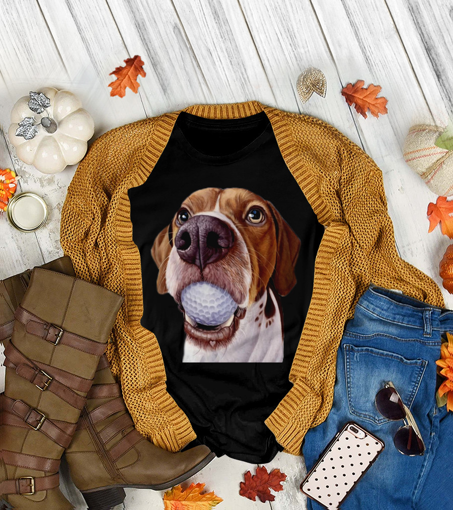 Dog Holding Golf Ball in Mouth T-Shirt