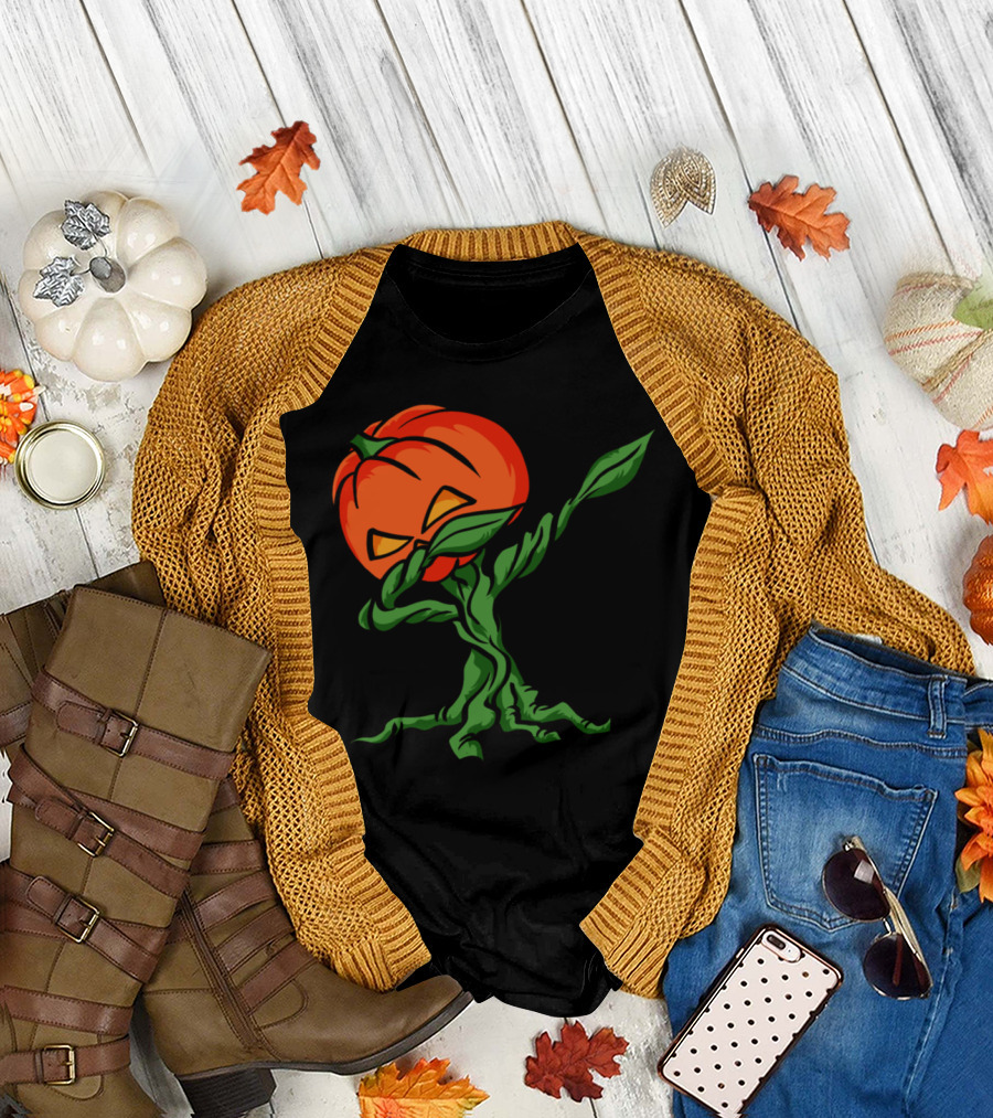 Funny Dabbing Halloween Pumpkin Jack-O'-Lantern Tree T-Shirt