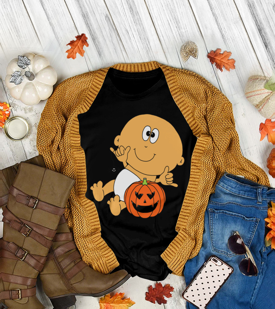 Baby Halloween Pumpkin and Spider T-Shirt
