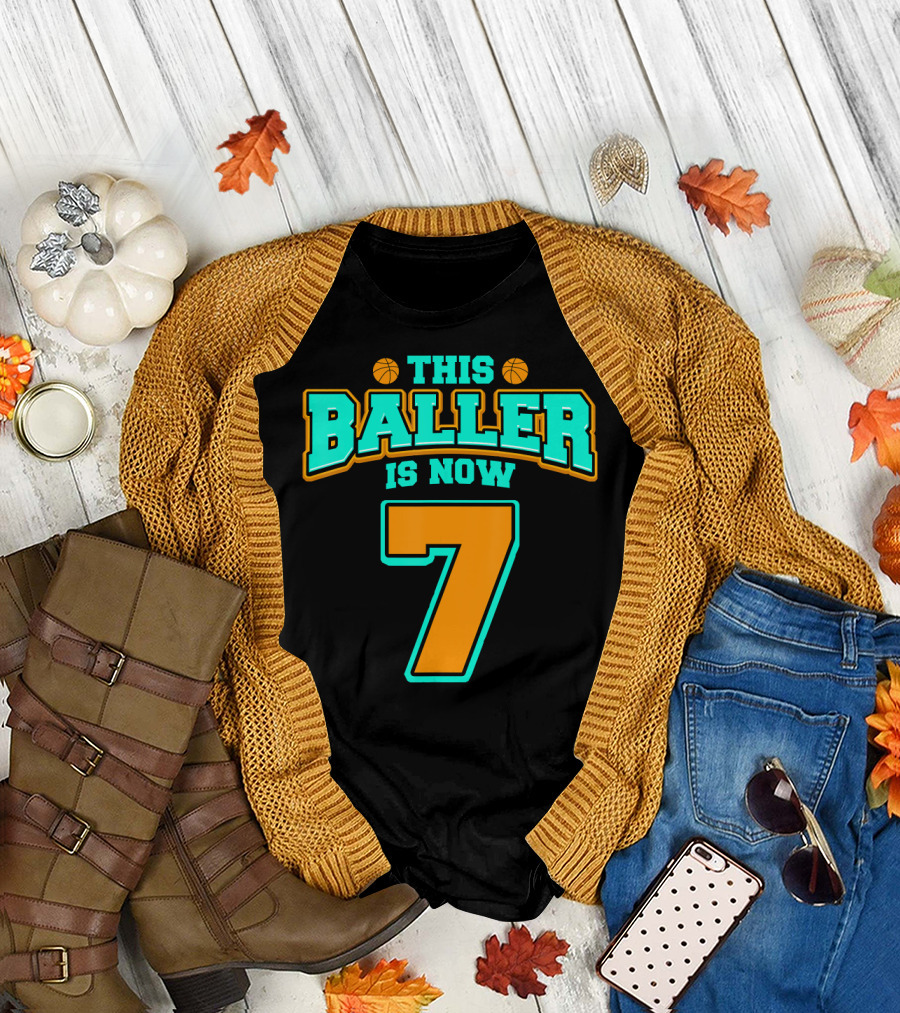 This Baller Is Now 7 Basketball Birthday T-Shirt
