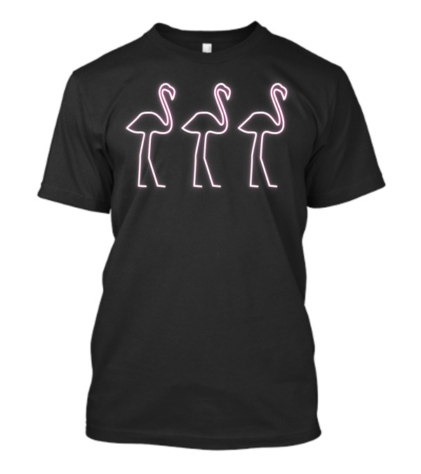 80s Neon Pink Flamingos Trio T-Shirt