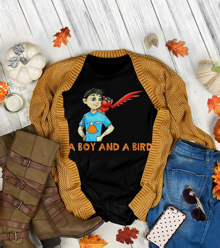 A Boy and a Bird You Can Do Anything Playful Adventure T-Shirt