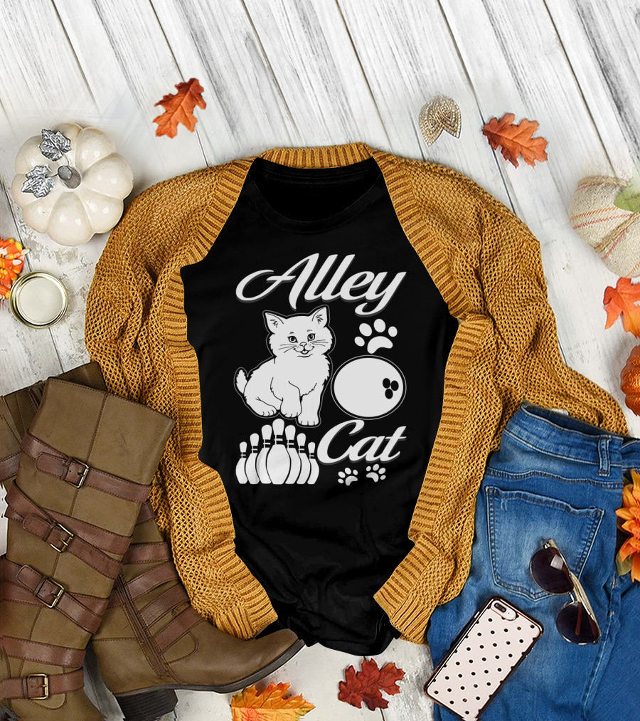 Alley Cat Bowling with Kitten and Pins T-Shirt