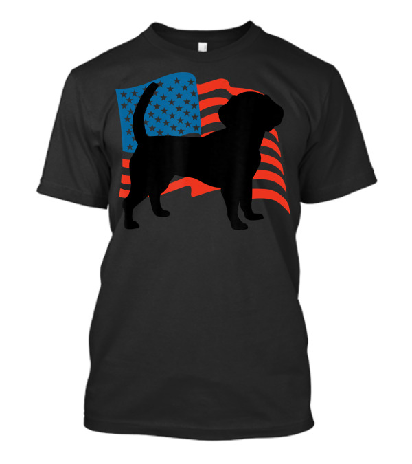 Beagle Silhouette With American Flag Background Patriotic 4th Of July T-Shirt
