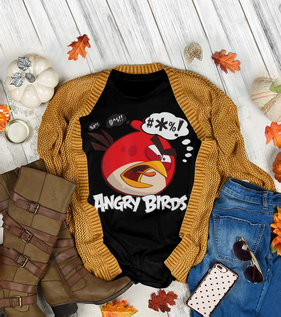 Angry Birds Red Character with Angry Words Speech Bubble T-Shirt