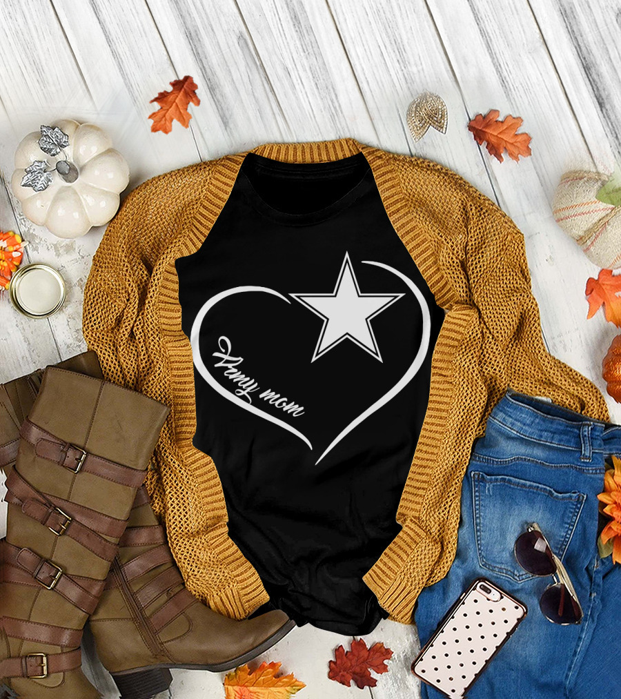 Army Mom Heart and Star T-Shirt