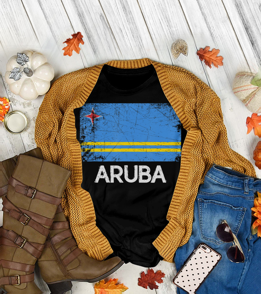 Aruban Flag Vintage Aruba Blue Yellow Star T-Shirt