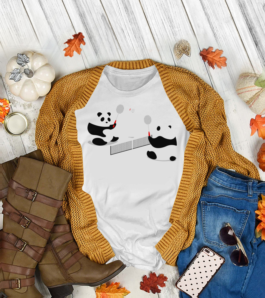 Panda Badminton Match with Volleyball Net T-Shirt
