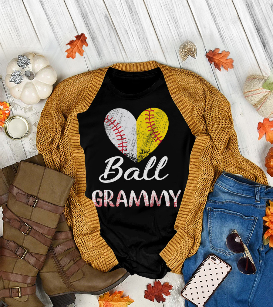 Ball Grammy Love Heart Baseball Softball T-Shirt