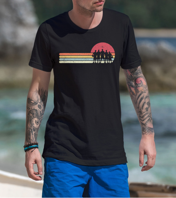 Retro Sunset Basketball Team Players T-Shirt
