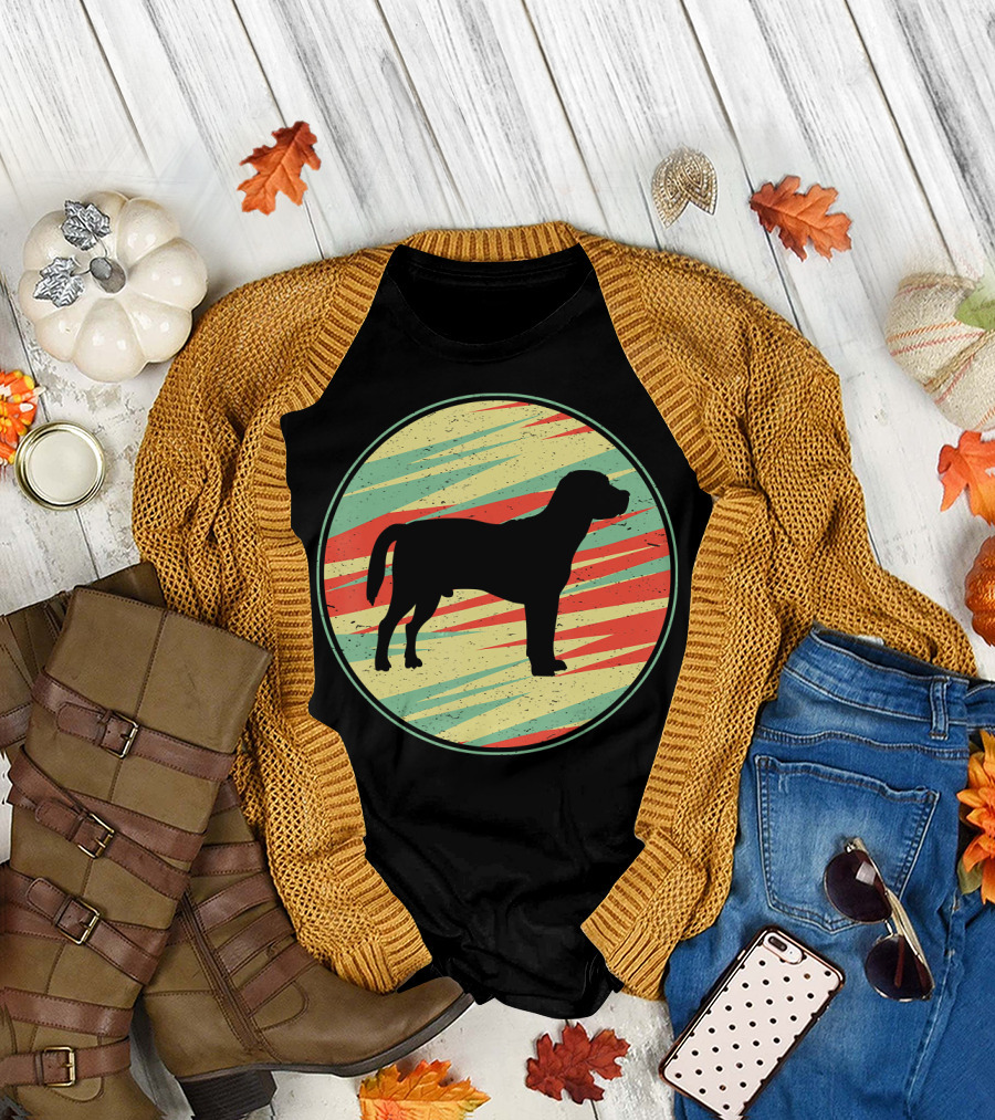 Beagle Vintage Silhouette Cute Do Retro Stripes Circle T-Shirt