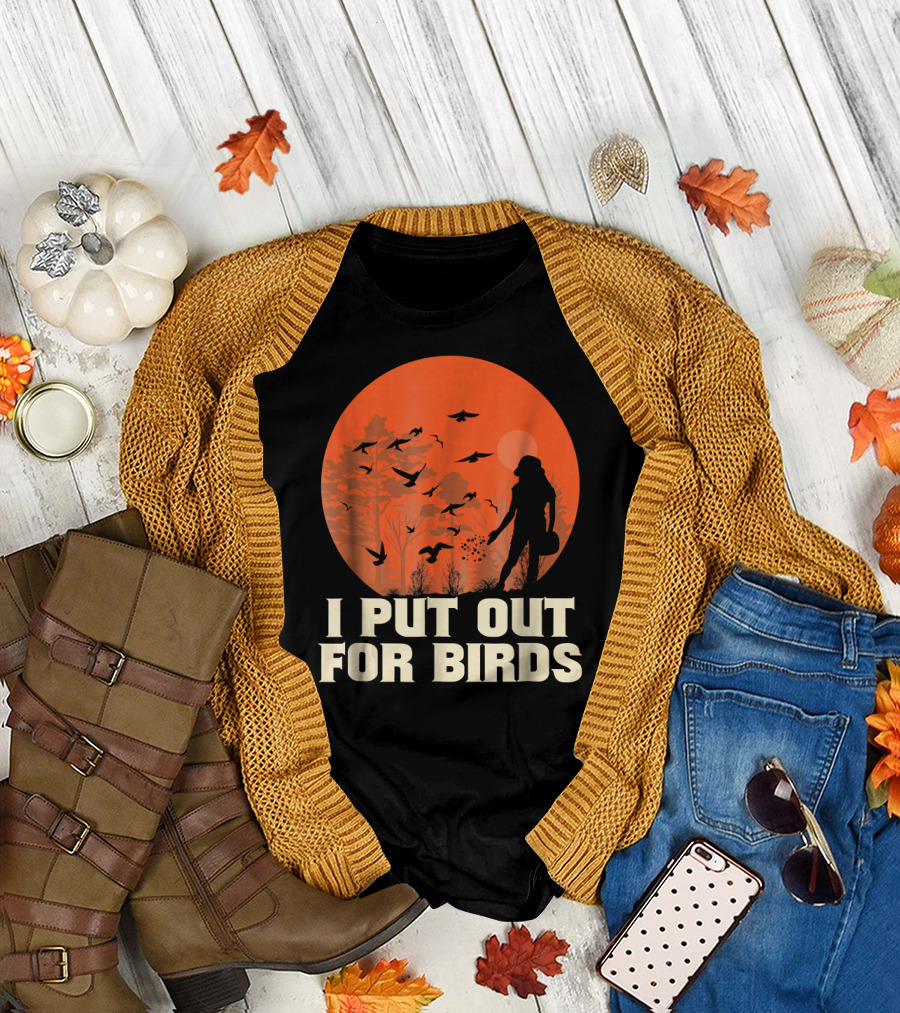 I Put Out for Birds Nature Silhouette Scene T-Shirt