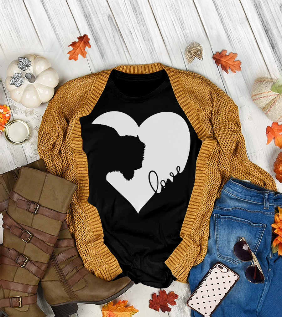 Bison Silhouette in Heart with Love Script T-Shirt
