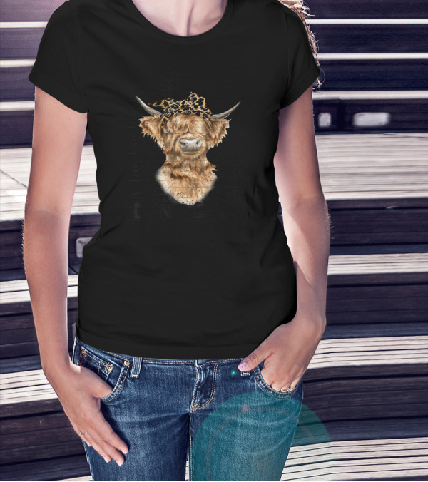 Bison Wearing Leopard Print Headband Messy Hair Don't Care T-Shirt