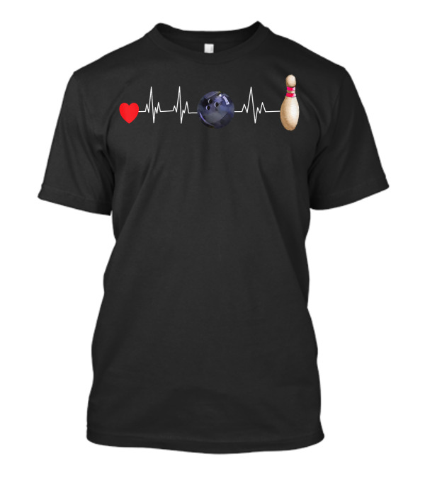 Heart EKG Bowling Ball And Pin T-Shirt