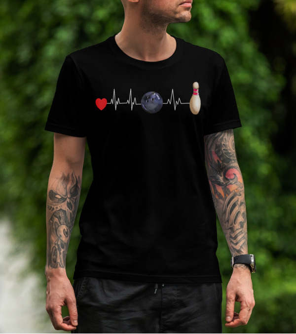 Heart EKG Bowling Ball And Pin T-Shirt