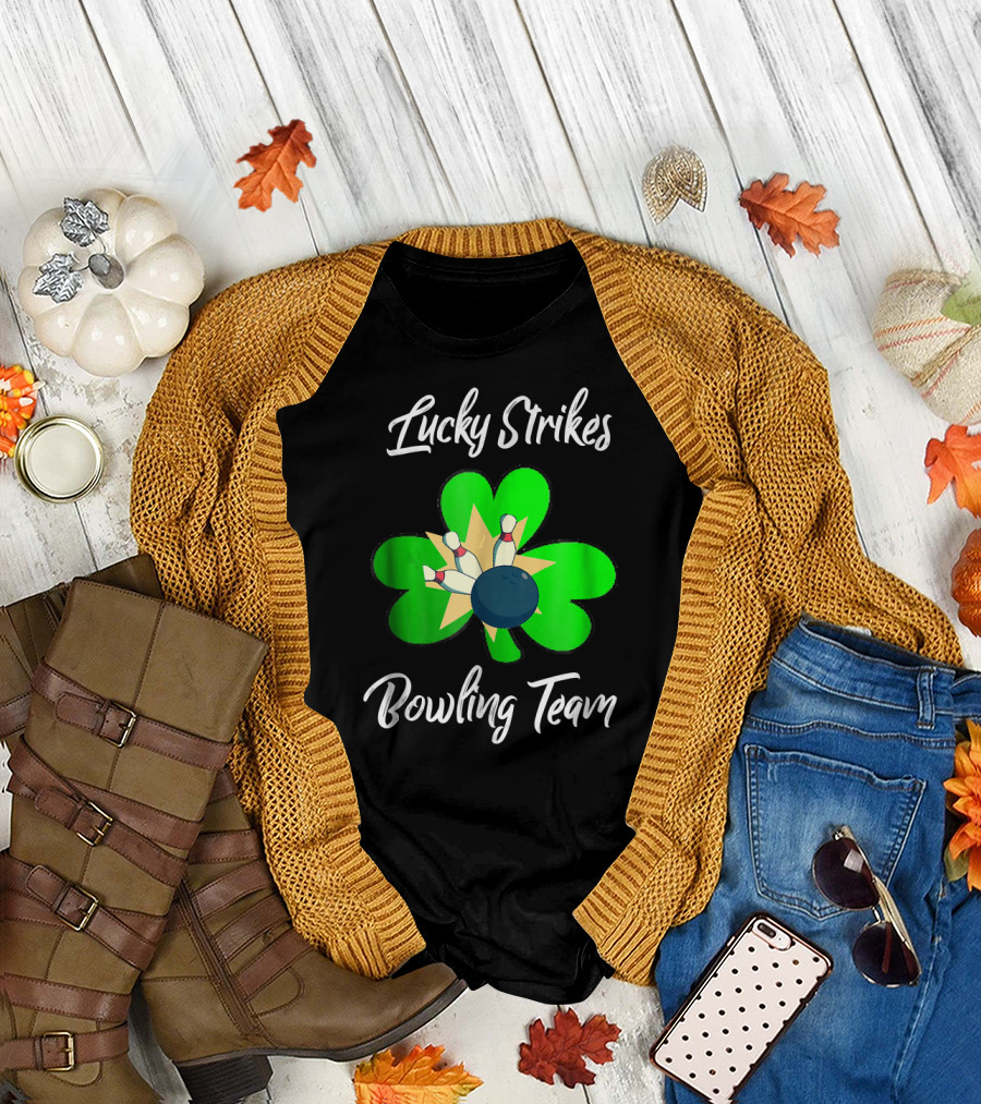 Lucky Strikes Bowling Team Shamrock Funny Bowling T-Shirt