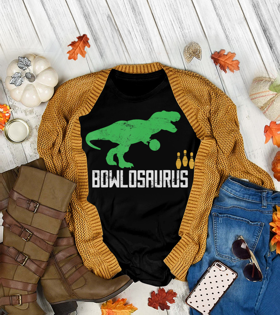 Bowlosaurus Bowling Bowler Dinosaur Player T-Shirt