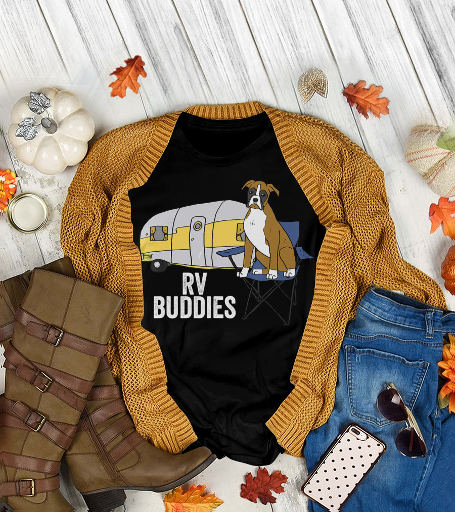 Boxer Dog RV Buddies Camping Adventure T-Shirt