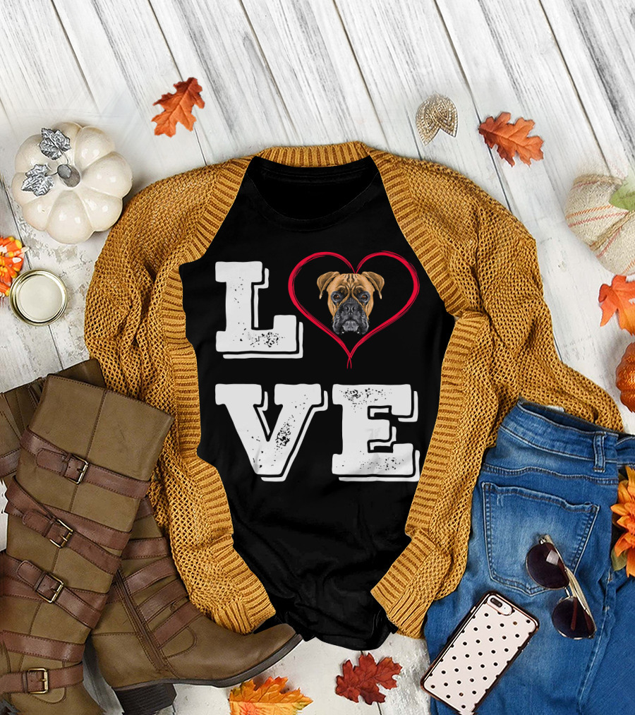 Love Boxer Lover Dog Mom Valenti T-Shirt