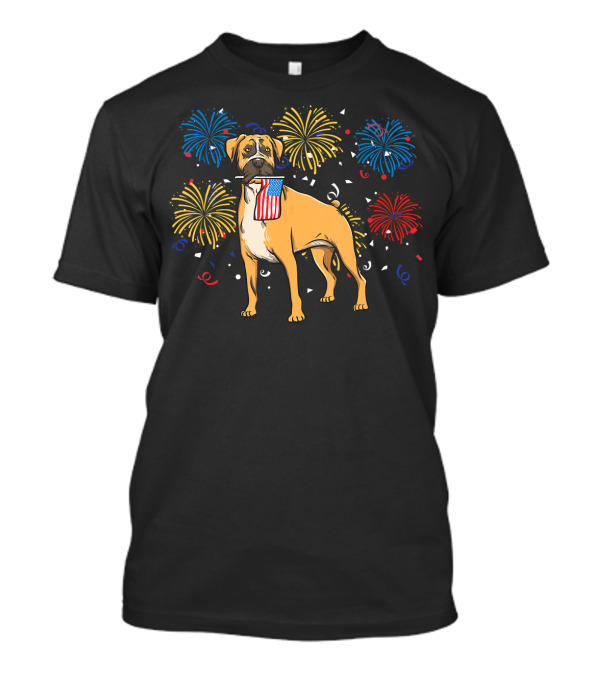 Boxer Lovers Kids Patriotic Fireworks T-Shirt