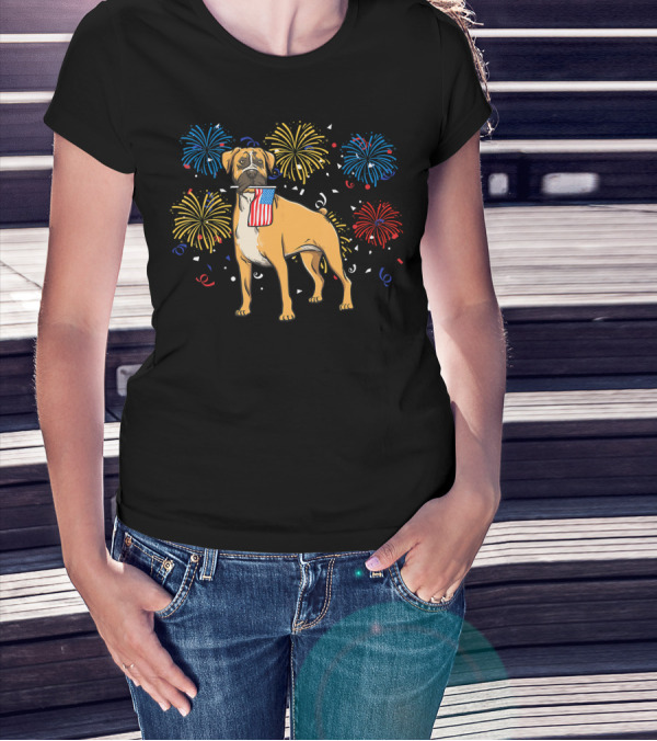 Boxer Lovers Kids Patriotic Fireworks T-Shirt