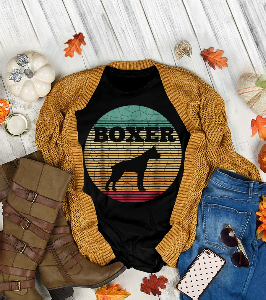 Boxer Mom Vintage Boxer Dad Retro Striped Circle T-Shirt