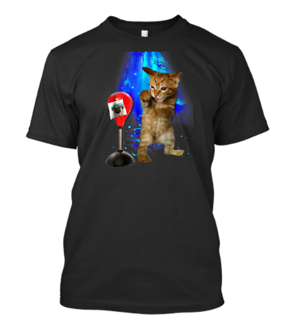 Boxing Cat Funny Kitten Punching Pug On Speed Bag T-Shirt