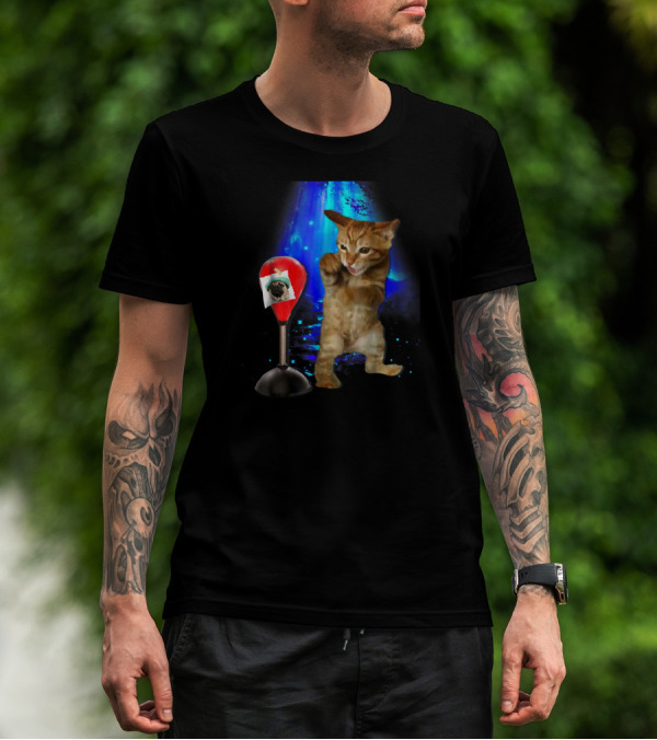 Boxing Cat Funny Kitten Punching Pug On Speed Bag T-Shirt