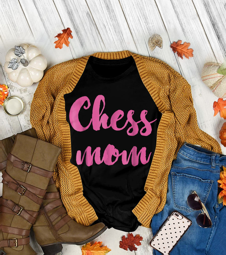 Chess Mom Handwritten Pink Lettering T-Shirt