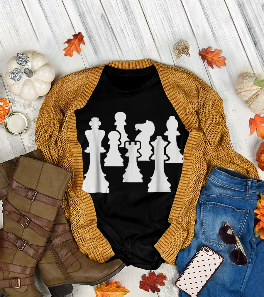 Chess Pieces Strategic Game Icons T-Shirt