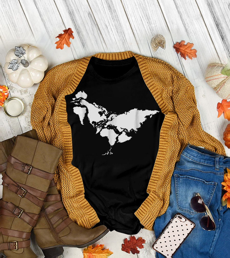 Chicken Shaped World Map Girt Chicken T-Shirt