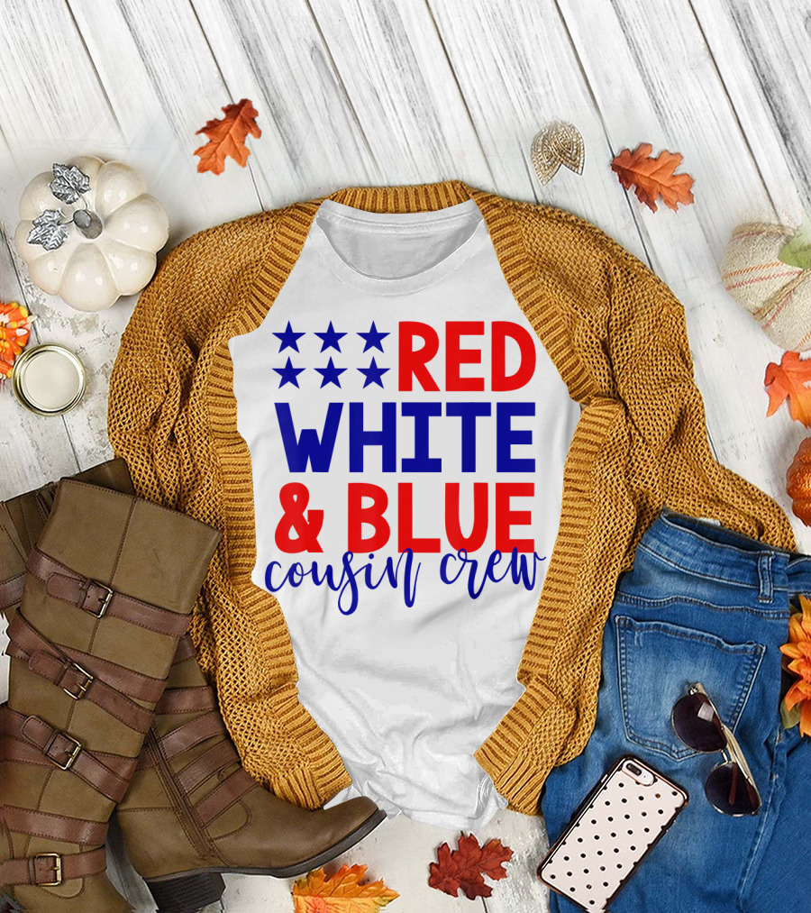 Red White and Blue Cousin Crew 4th of July Kids Family T-Shirt