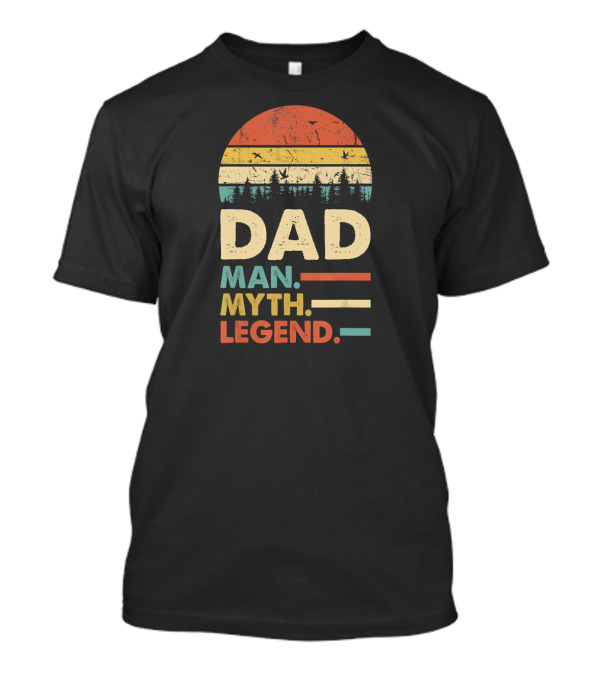 Dad The Man The Myth The Legend Vintage Sunset Forest Stripes T-Shirt