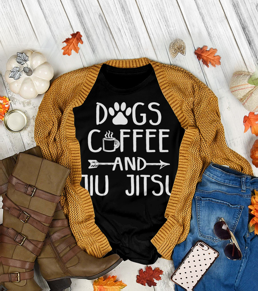 Dogs Paw Coffee Cup Arrow and Jiu Jitsu T-Shirt