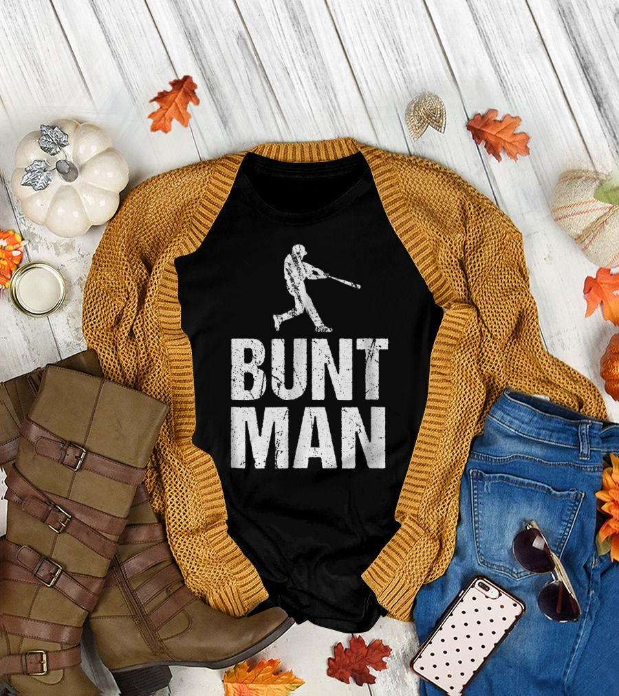 Bunt Man Funny Baseball Player Bunting Hitter T-Shirt
