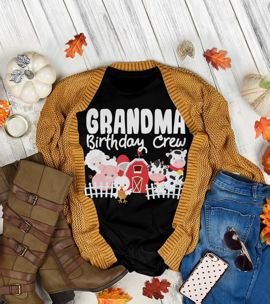 Grandma Birthday Crew Farm Animals Barnyard T-Shirt