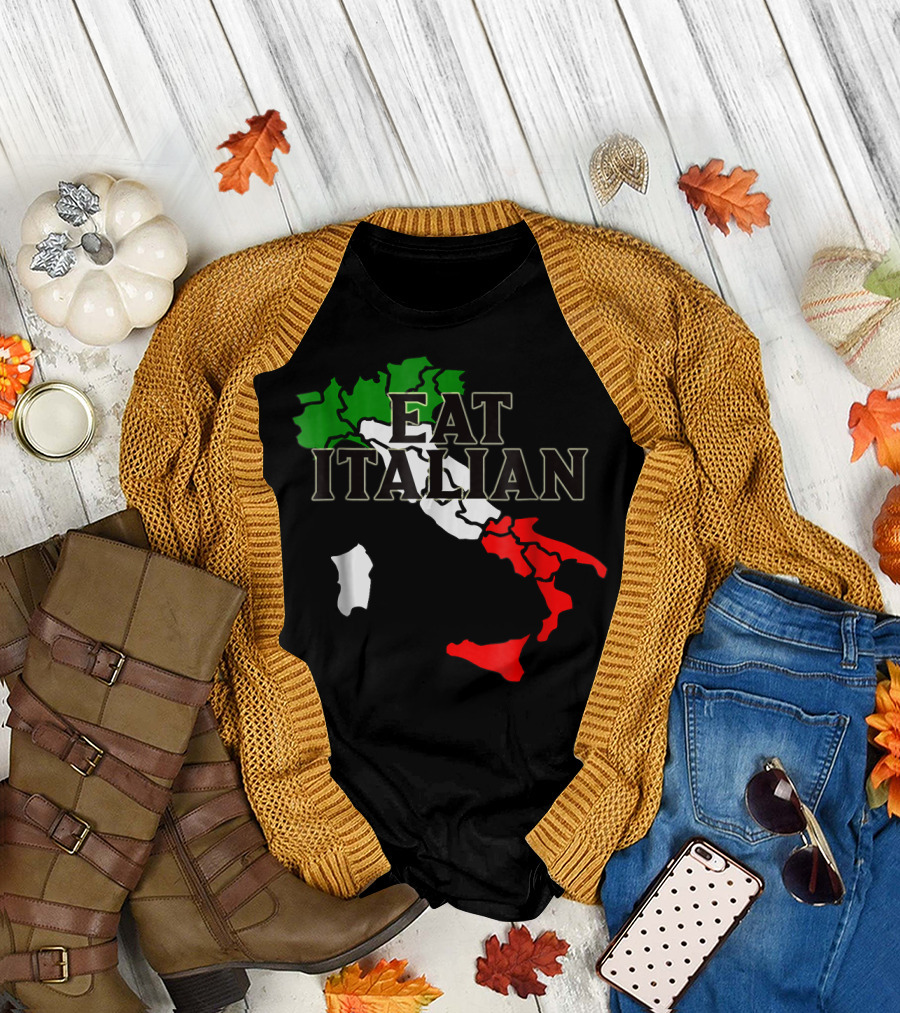 Eat Italian Food Cooking Heritage Italy Flag T-Shirt