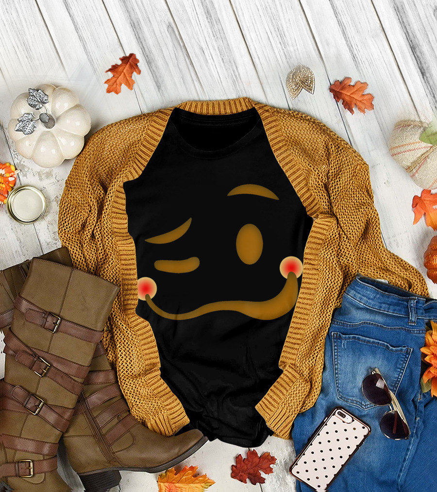 Party Drunk Lazy Winking Emoji Face T-Shirt