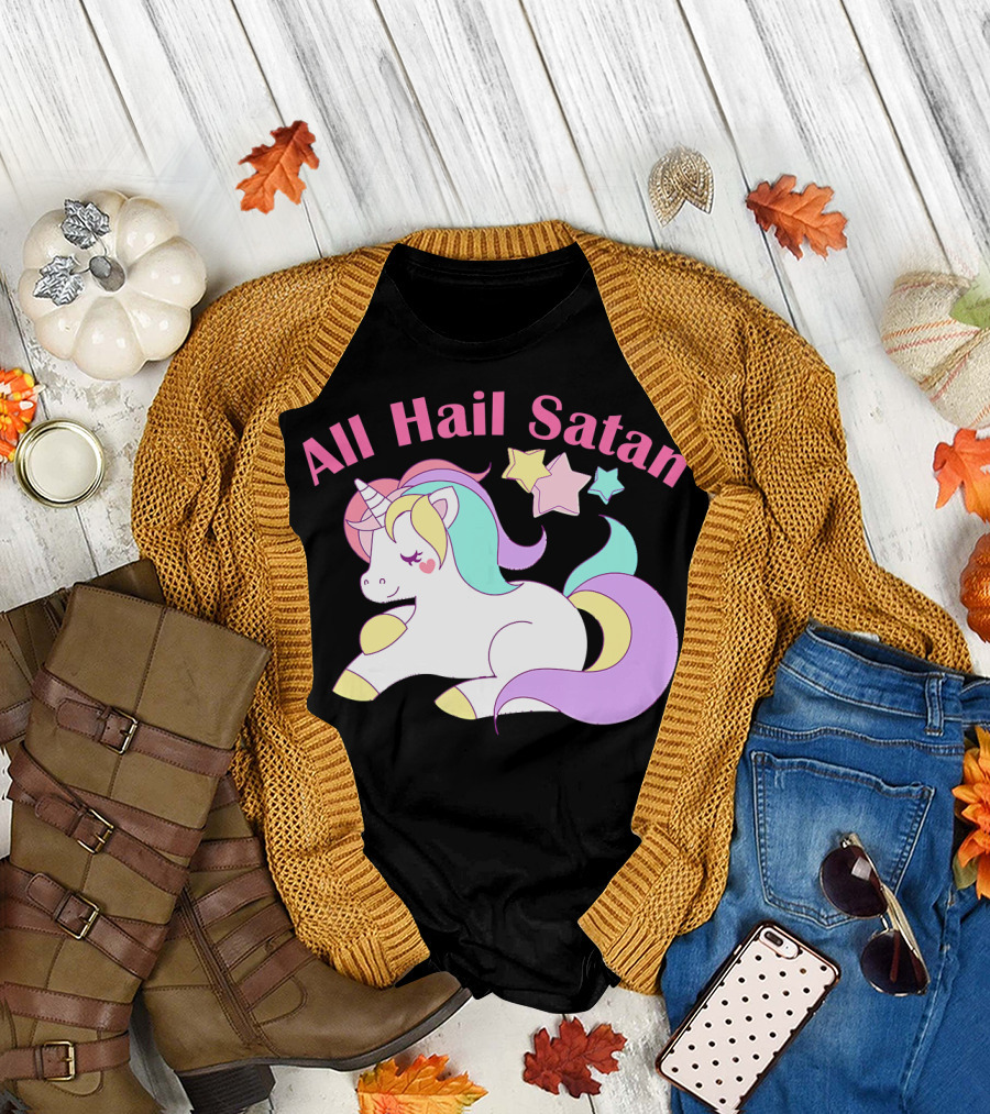 All Hail Satan Pastel Goth Kawaii Unicorn Death Metal T-Shirt
