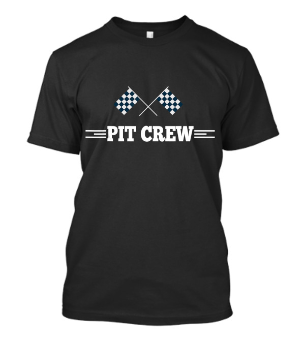 Pit Crew Checkered Flag Race Team Auto T-Shirt