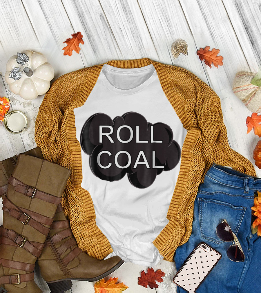 Roll Coal Funny Smoke Cloud Motif T-Shirt